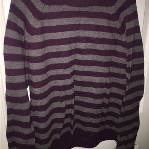 Purple and grey striped sweater